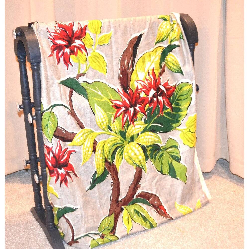 Barkcloth 1940s Bouquet Maxfield Fabric Extra Large Piece